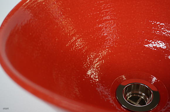 手洗い鉢Ｚ陶器表面赤のチカラ