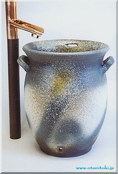 ５０ℓ青窯変耳付水瓶雨水貯水タンクの画像